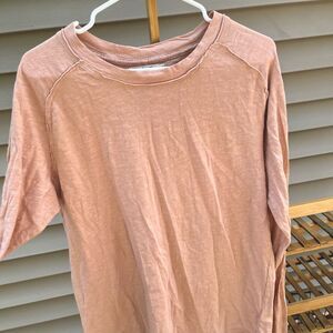 free people || peach long sleeve womans small dress lounge wear oversized shirt